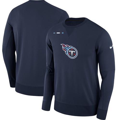 Men's Tennessee Titans Nike Navy Sideline Team Logo Performance Sweatshirt - Click Image to Close